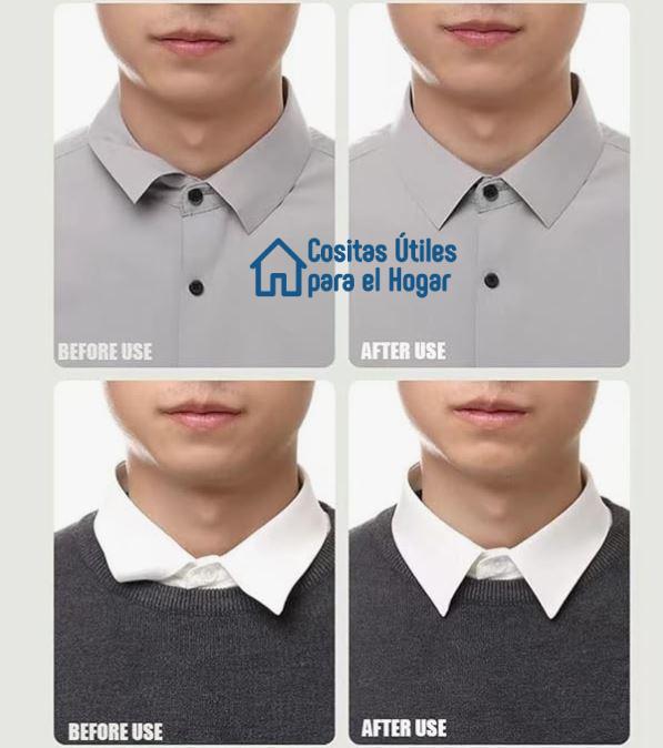 Antes y Después Cuello de Camisa Pegatinas para cuellos arrugados antes y después