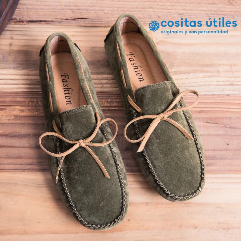 Zapatos verdes de ante para hombre Zapatos verdes de ante con lazo para hombre