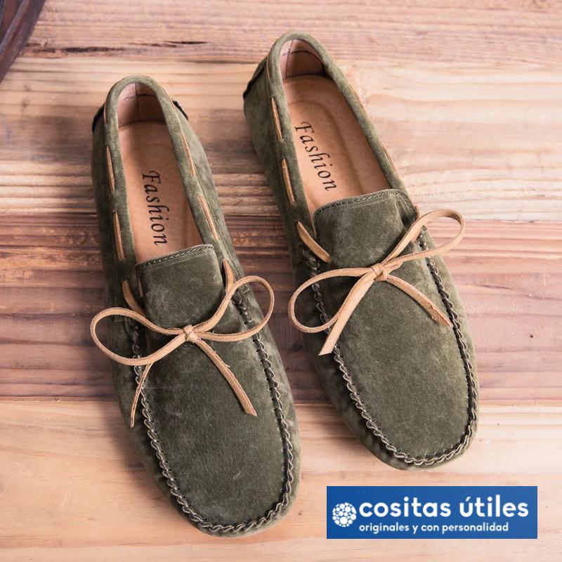 Mocasines verdes de ante estilo casual elegante