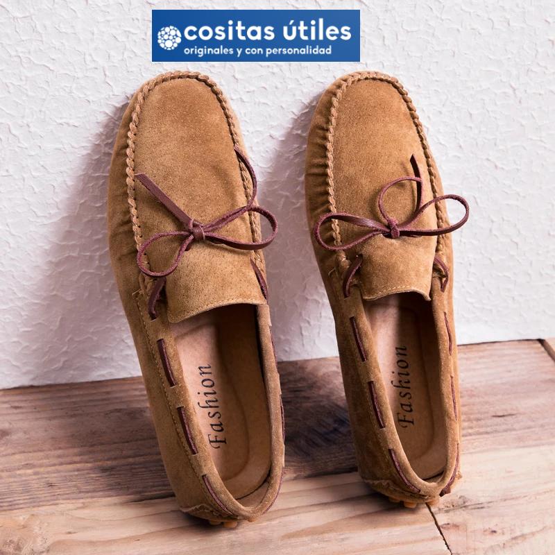 Mocasines marrón hechos a mano para hombre Mocasines marrones de ante con lazo elegante