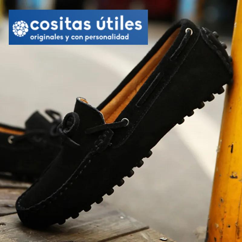 Mocasines negros casual elegantes para hombre Mocasines negros de ante con lazo elegantes