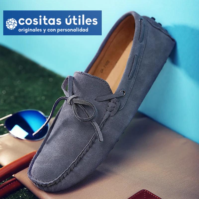 Mocasines de ante gris estilo casual refinado Mocasines grises de ante cómodos para hombre