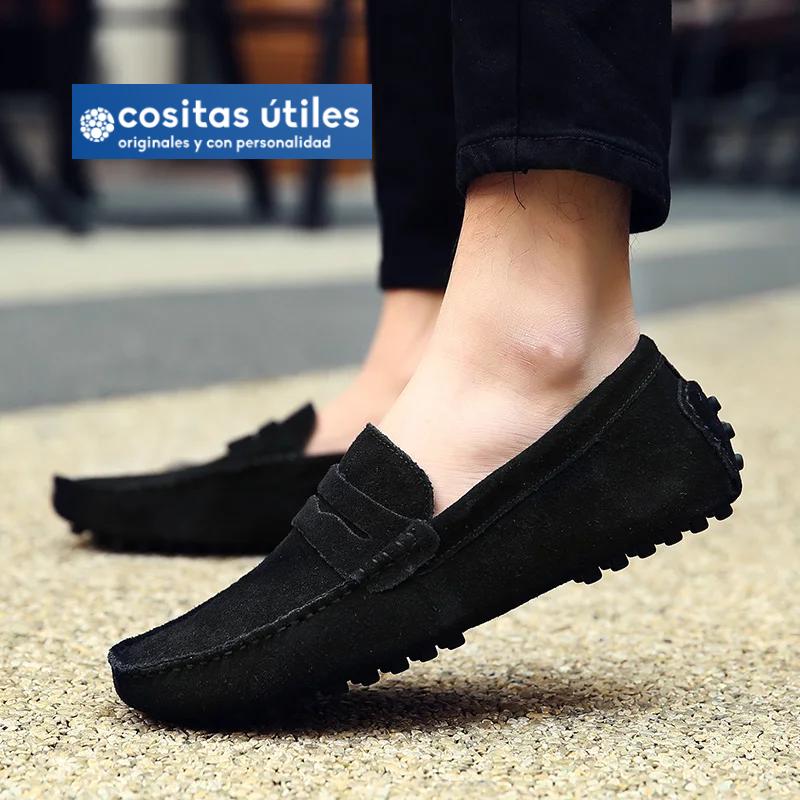 Mocasines negros elegantes para hombre Mocasines negros de ante cómodos y ligeros