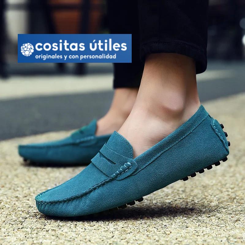 Mocasines casuales de ante turquesa para hombre Mocasines de ante turquesa cómodos para hombre