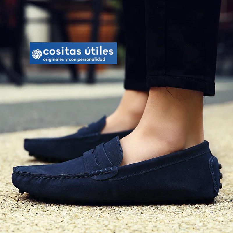 Mocasines elegantes azul marino para hombre Mocasines de ante azul marino hechos a mano