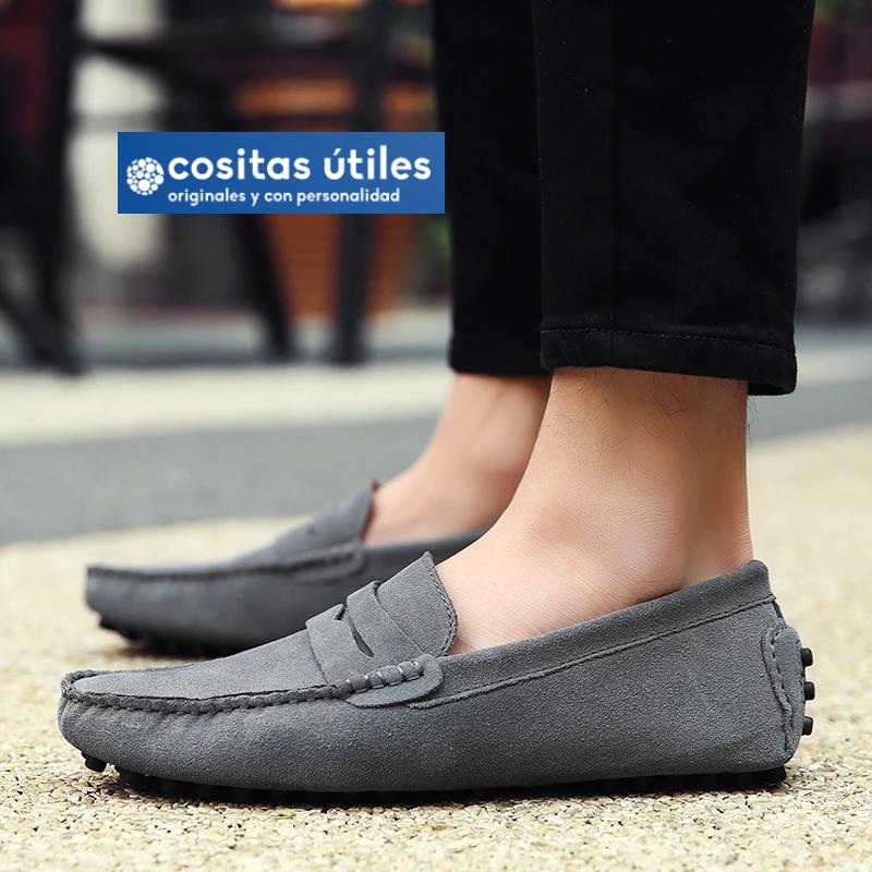 Mocasines grises casuales para hombre Mocasines de ante gris elegantes y cómodos