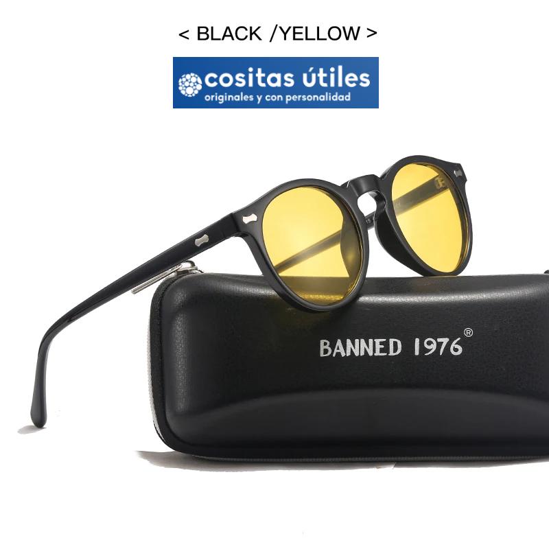 Gafas Vintage Polarizadas Negras con Lentes Amarillas Gafas de sol polarizadas vintage negras con lentes amarillas unisex UV400