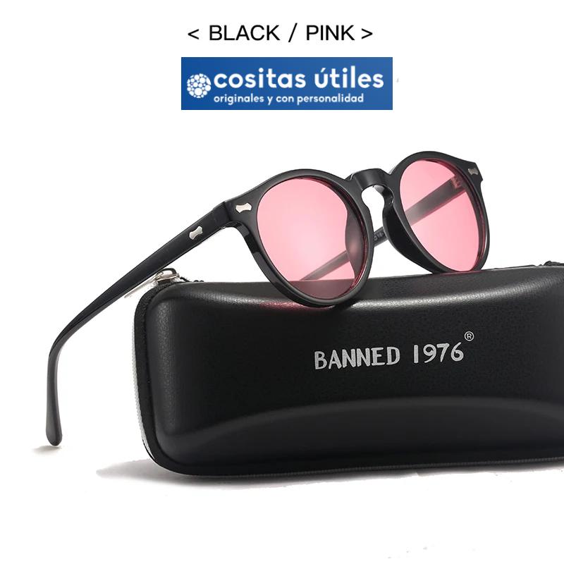 Gafas Vintage Polarizadas Negras con Lentes Rosas Gafas de sol polarizadas vintage negras con lentes rosas unisex UV400