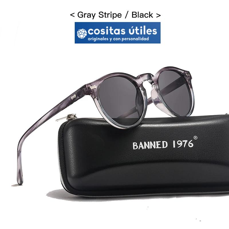 Gafas Vintage Polarizadas Gris Rayado Gafas de sol polarizadas vintage gris rayado con lentes negras unisex UV400