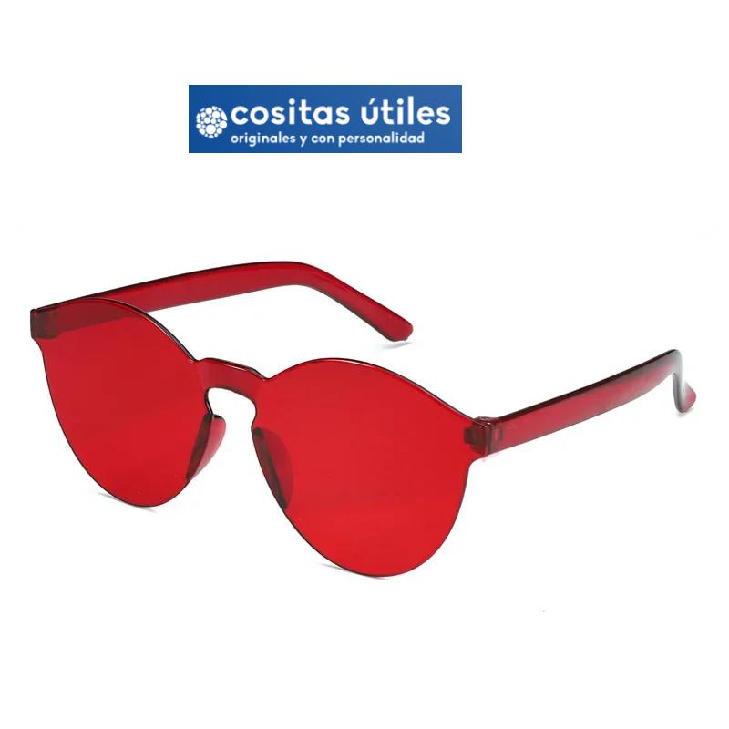 Gafas Ovaladas Sin Montura Rojas Gafas de sol ovaladas sin montura unisex en color rojo