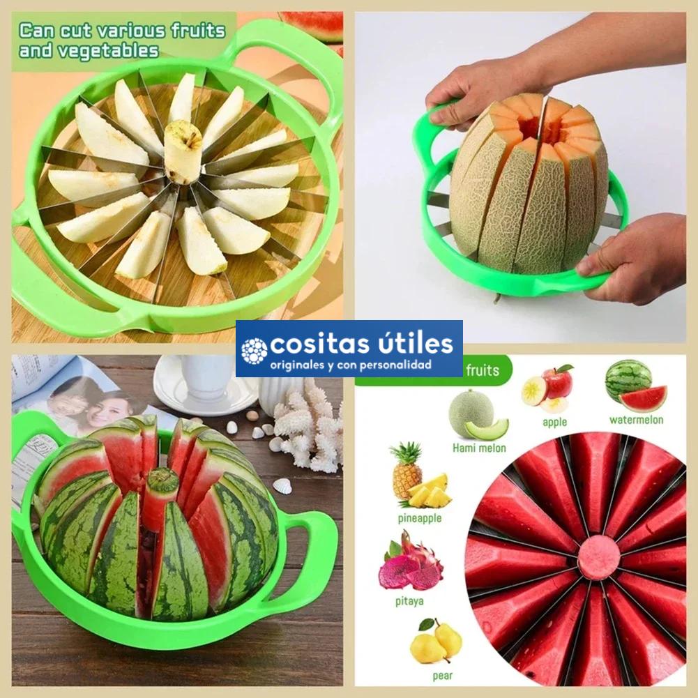 Cortador de Melón y Sandía Verde Cortador de melón y sandía verde con cuchillas de acero inoxidable