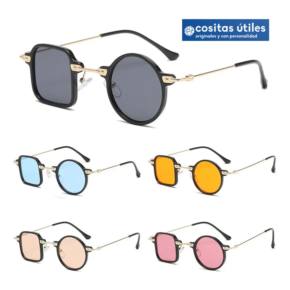 Gafas de Sol Asimétricas Colores Gafas de sol asimétricas con lentes grises azules y naranjas