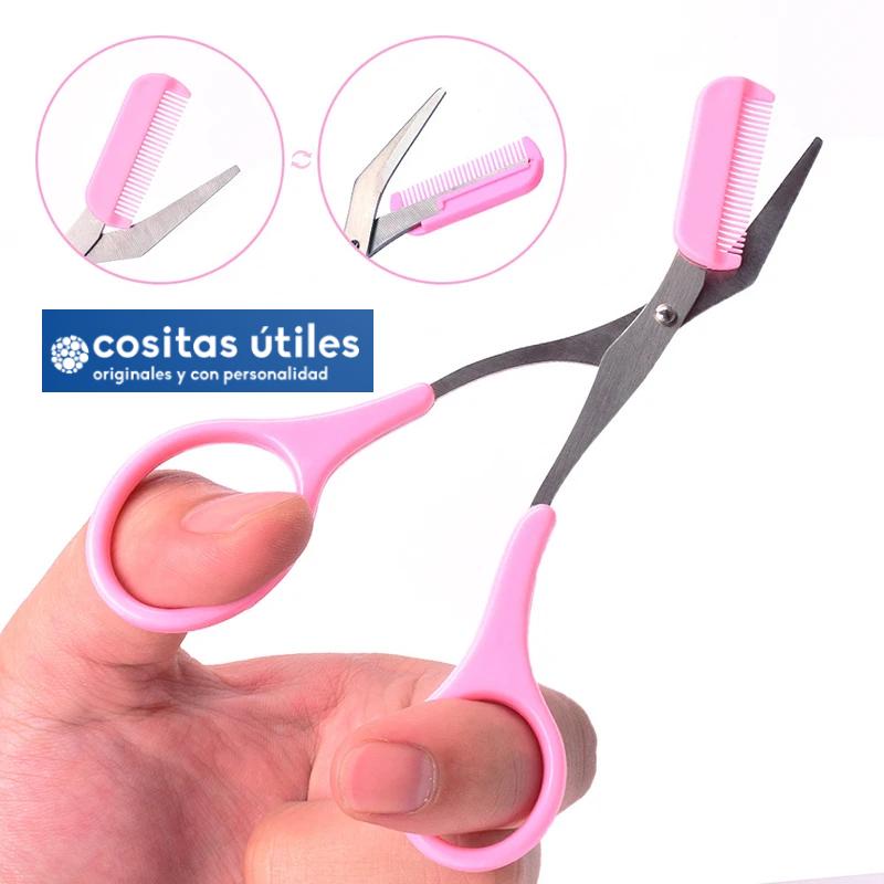 Tijera recortadora de cejas con peine para perfilar Tijera recortadora de cejas con peine integrado para perfilar y modelar cejas