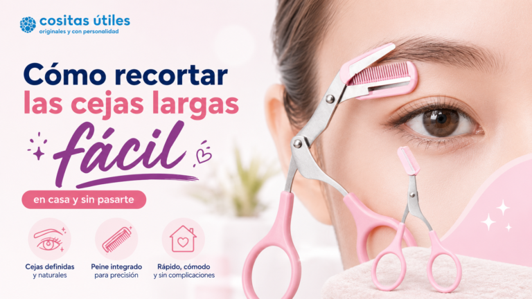 Tijera recortadora de cejas con peine integrado para recortar cejas largas en casa