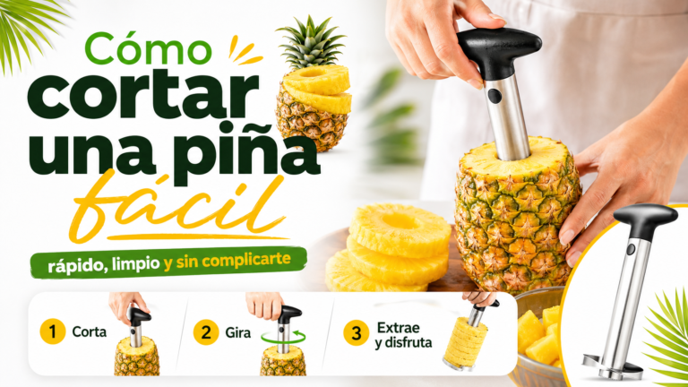 Cómo cortar una piña fácil con cortador de piña manual de acero inoxidable