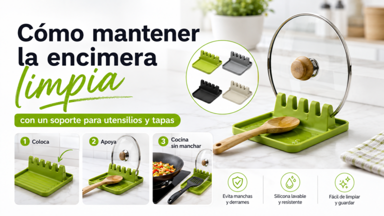 Cómo mantener la encimera limpia con un soporte para utensilios y tapas de cocina