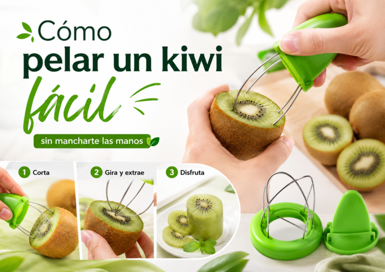 Cómo pelar un kiwi fácil sin mancharte las manos con un cortador de kiwis verde