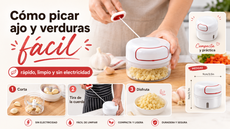 Cómo picar ajo y verduras fácil con picadora manual de cocina sin electricidad